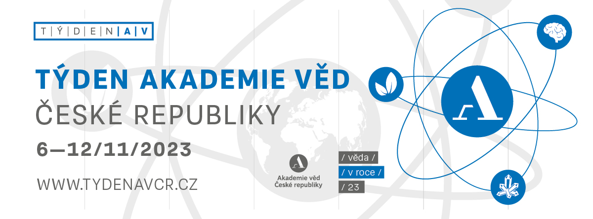 Graphic banner - Week of the Czech Academy of Sciences, 6.-12. 11. 2023, Science in 2023, www.tydenavcr.cz